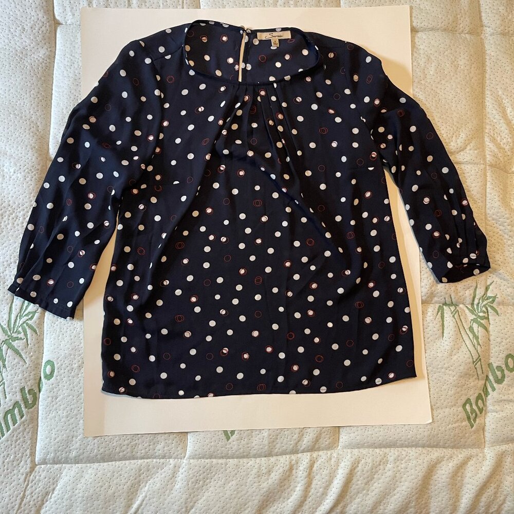 Small - Serein - Athrina Pleat Detail Blouse - Navy